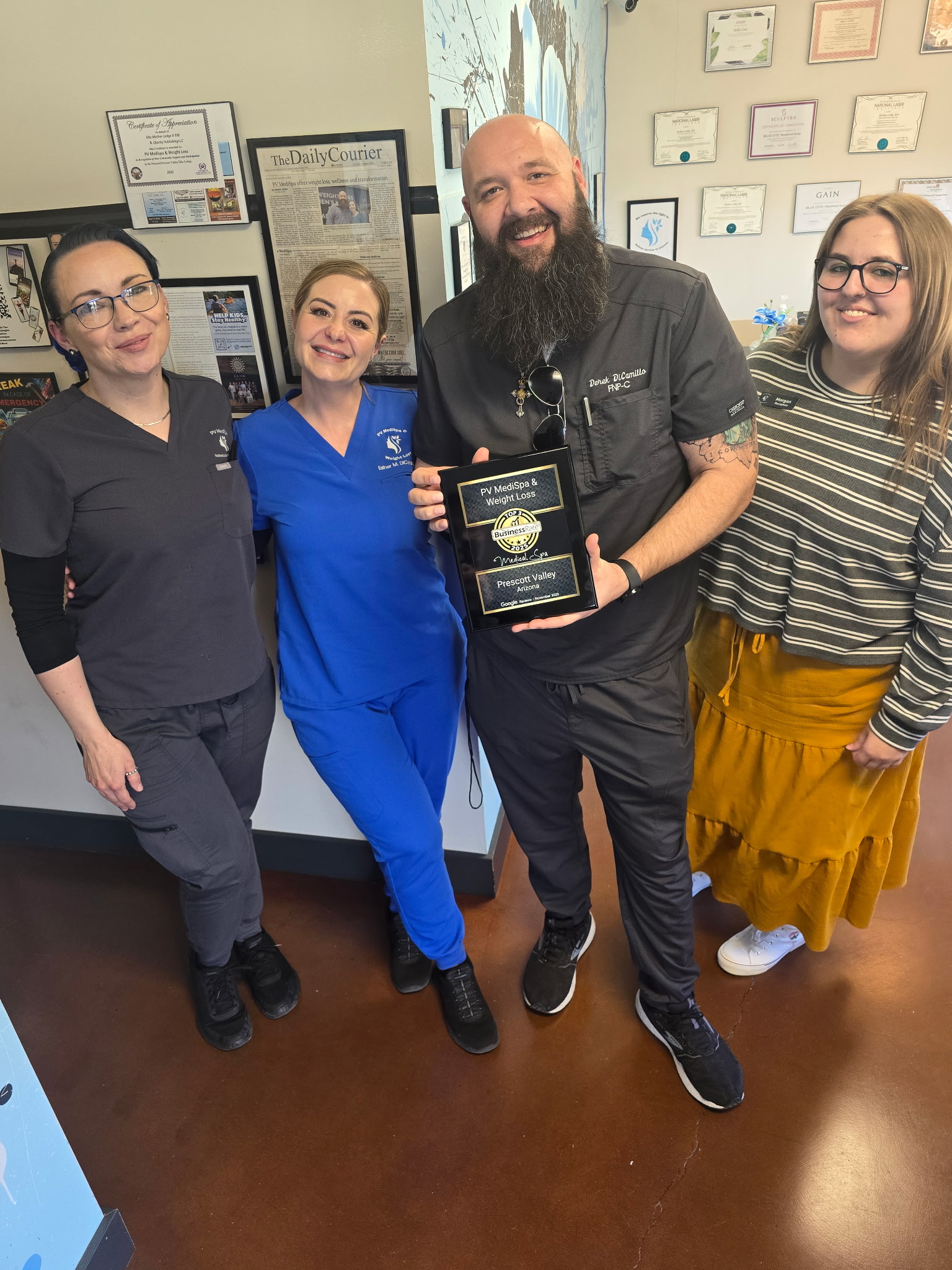 PV MediSpa team receiving Prescott Valley community award
